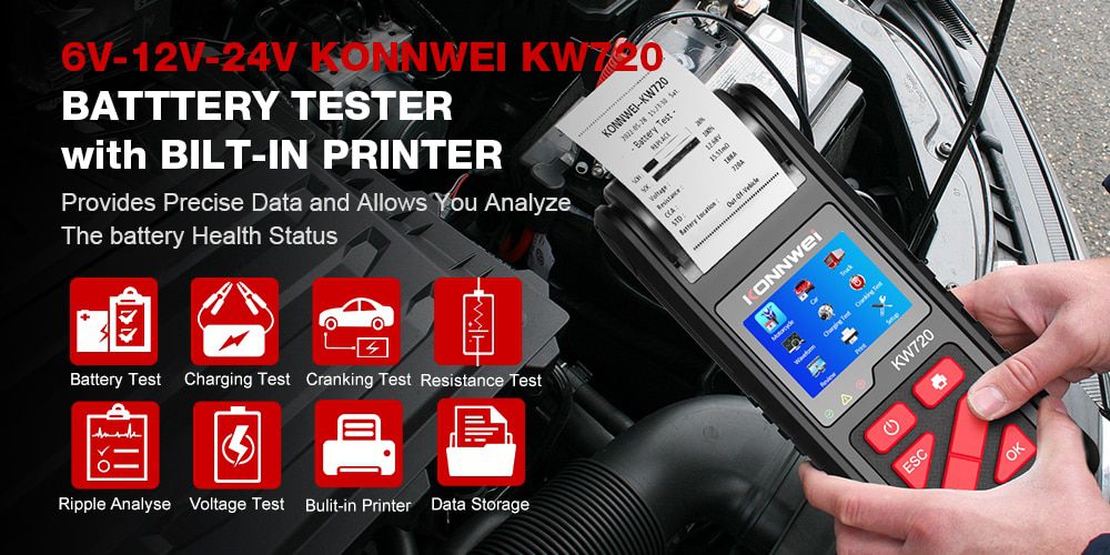 KONNWEI KW720 6V/12V/24V Motorrad Auto LKW Batterie Te