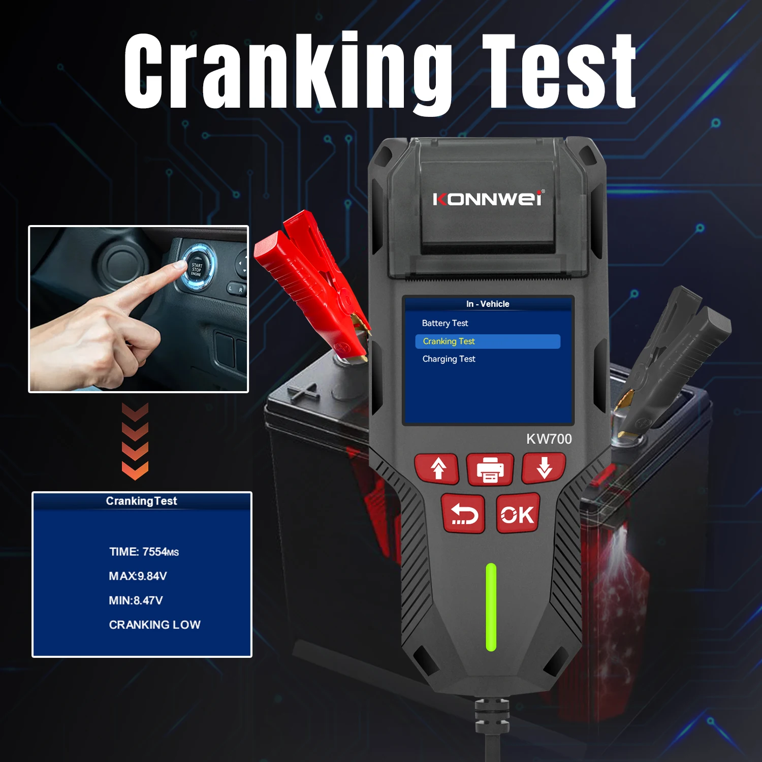 KONNWEI KW700 12V/24V Batterie Tester