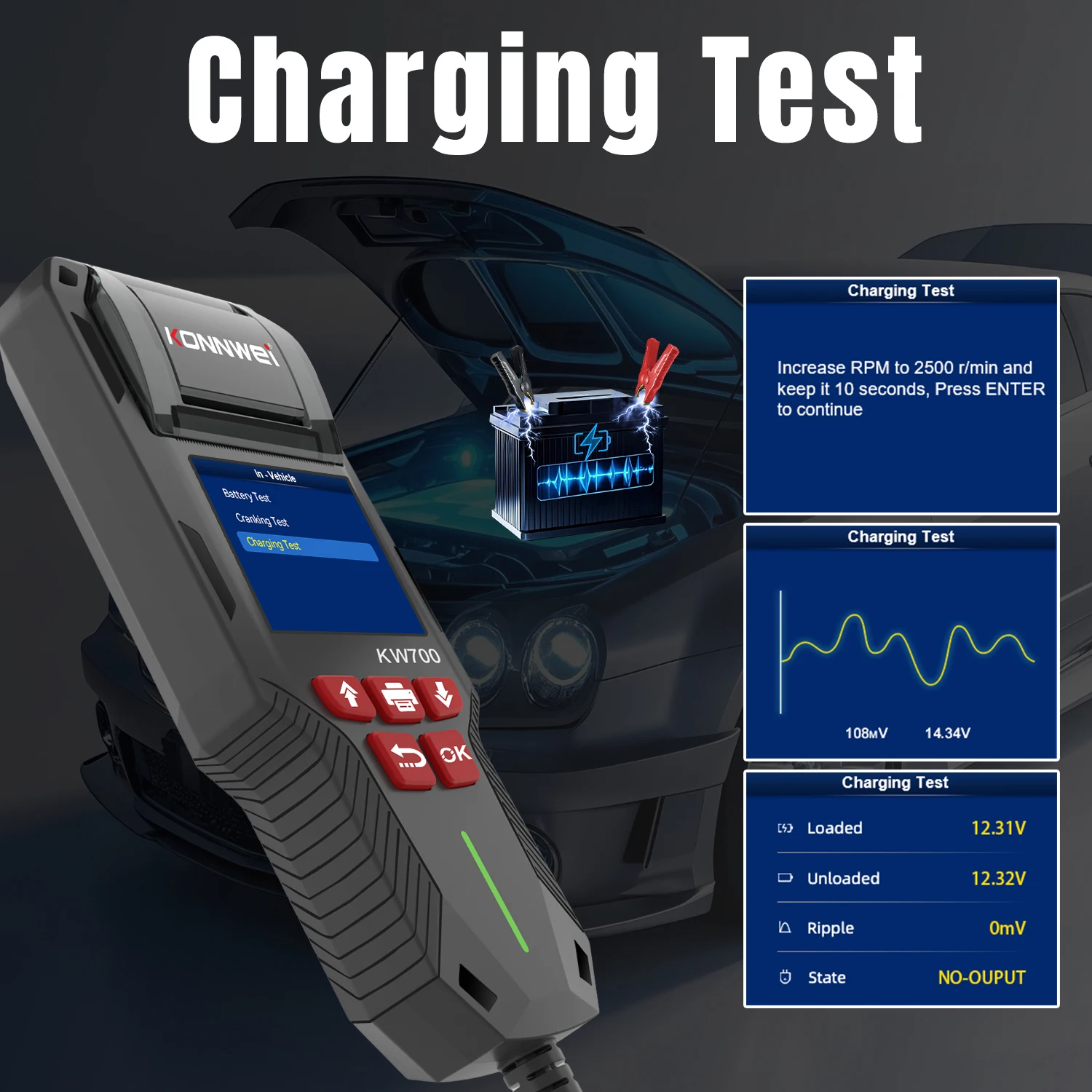 KONNWEI KW700 12V/24V Batterie Tester