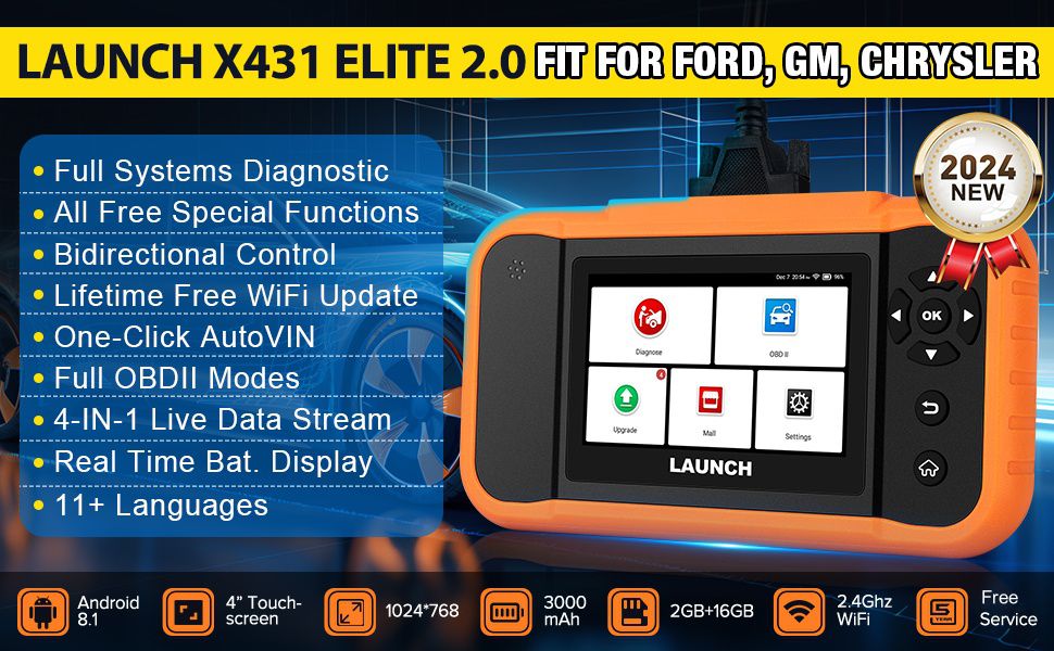 LAUNCH Creader Elite 2.0 FGC Vollsystem Diagnostik Bi-Directional Scan Scanner für Ford GM Chrysler