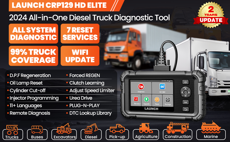2024 Neue Launch CRP129 HD Elite 24V Heavy Duty Truck Dia