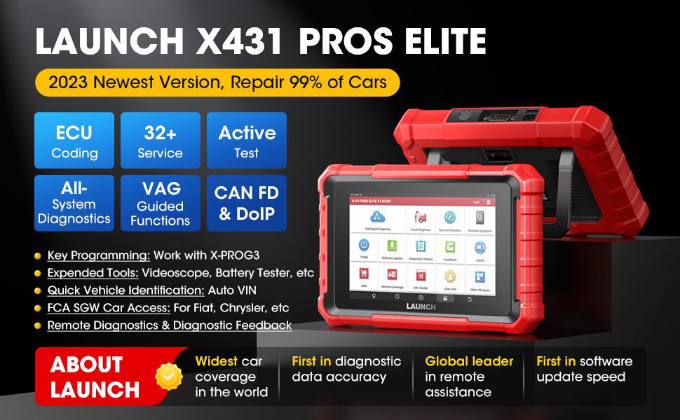  Starten Sie X431 PROS ELITE Bidirektional Scan Tool mit CANFD ECU Coding Full System 32+ Special Function VAG Guide