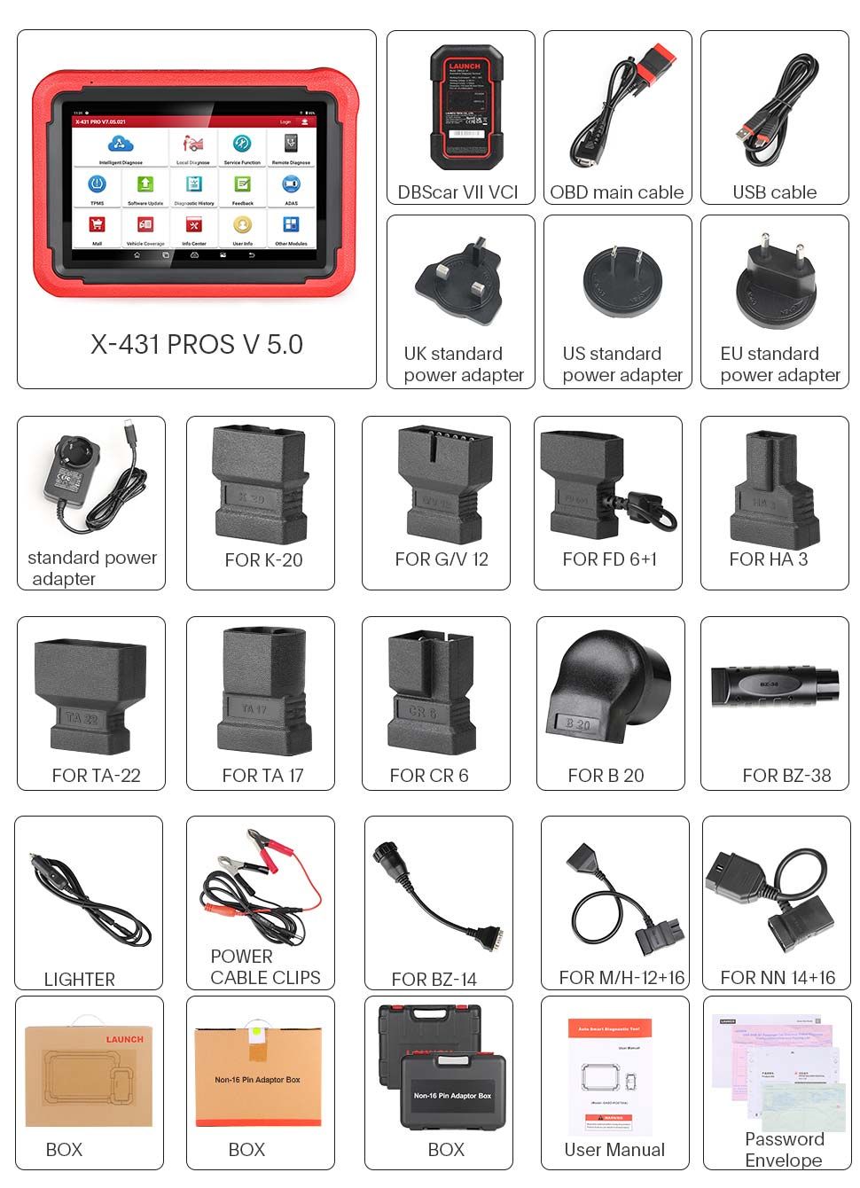 Start X-431 PROS V5.0 Paket enthält
