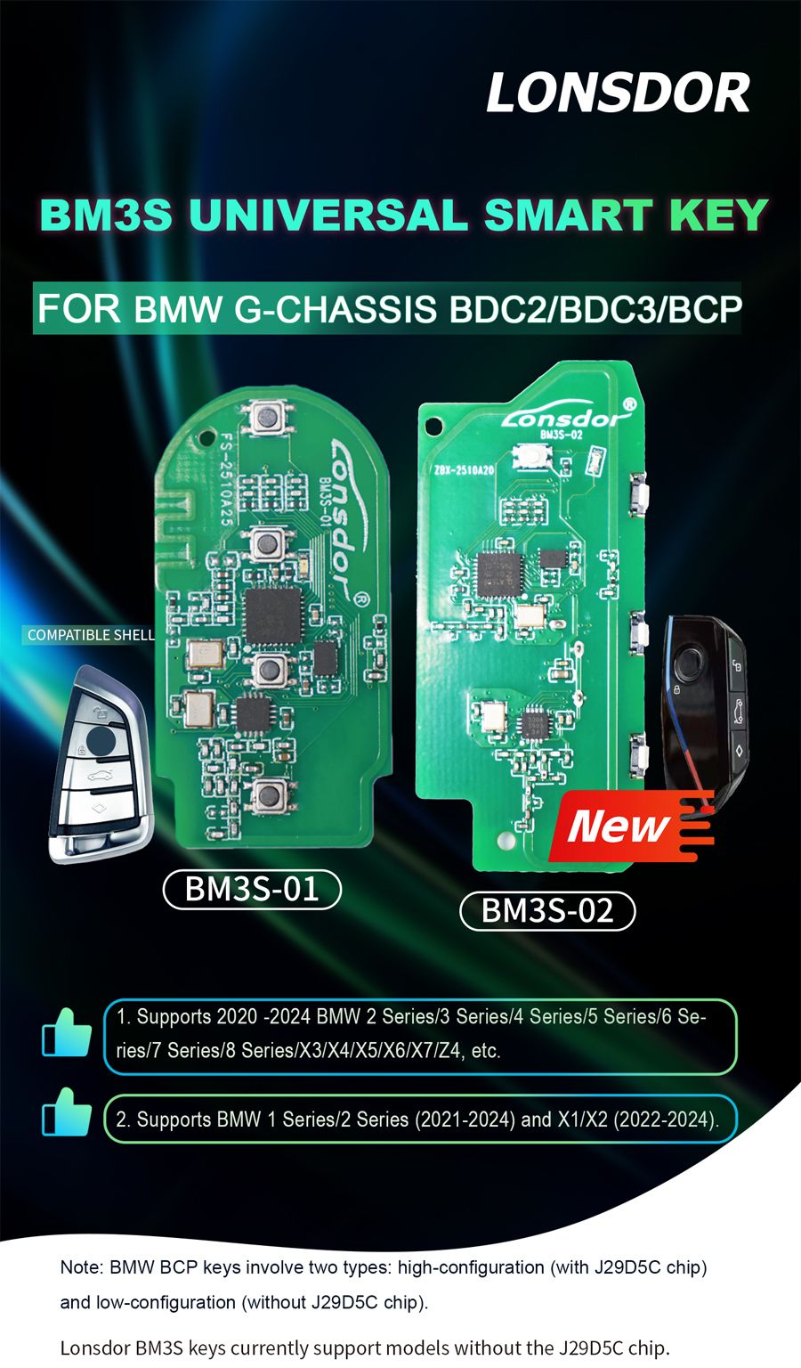 Lonsdor BM3S-01 BM3S Universal Smart Key für BMW G-Chassis BDC2/BDC3/BCF