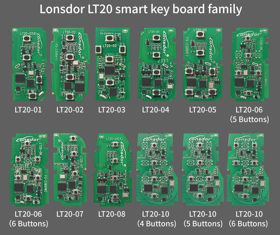 Lonsdor LT20 Serie LT20-01/02/03/04/05/06/07/08/10 8A+4D Universal Smart Key 