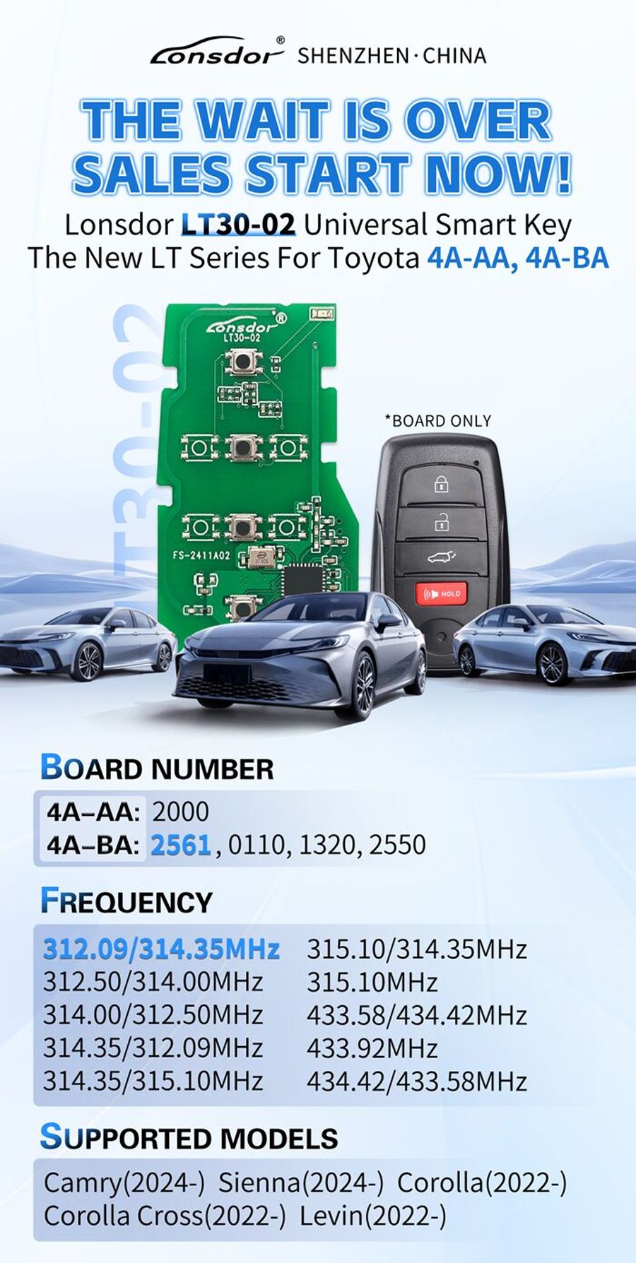 Lonsdor LT30-02 TOYOTA 4A-AA 4A-BA Universal Smart Key Board funktioniert nur mit K518 PRO 