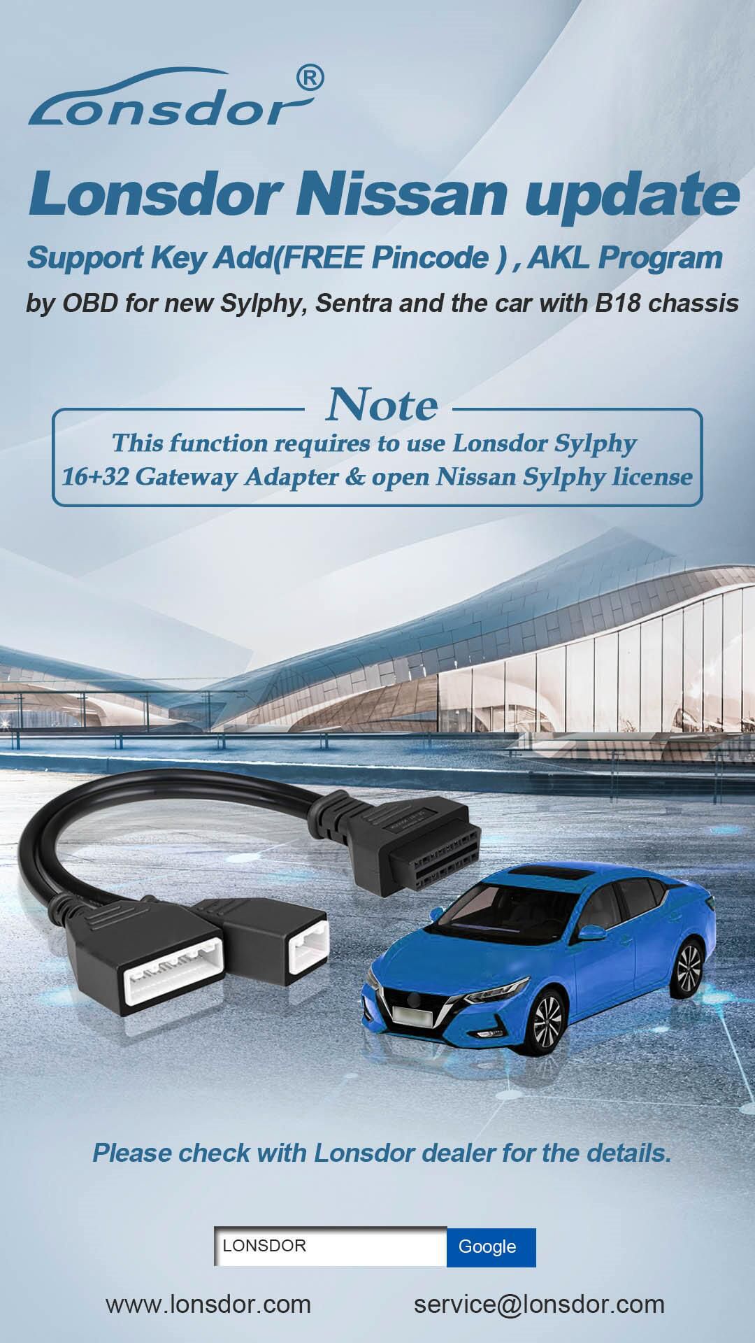 Lonsdor Nissan New Sylphy Sentra B18 Chassis Lizenz Online Aktivierung