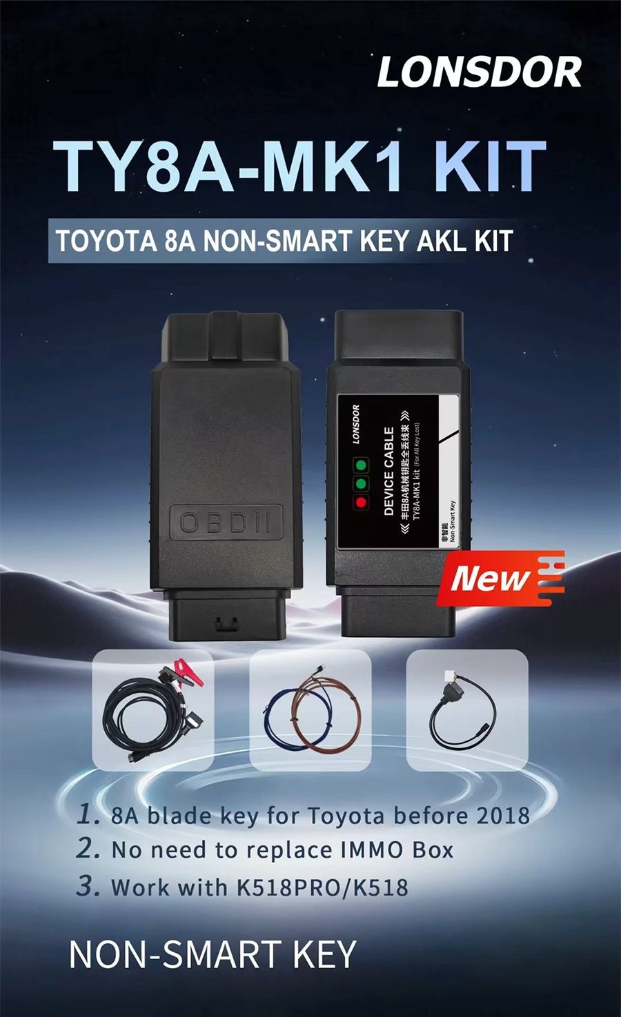 LONSDOR TOYOTA TY8A-MK1 Kit für TOYOTA 8A NICHT-SMART Schlüssel AKL