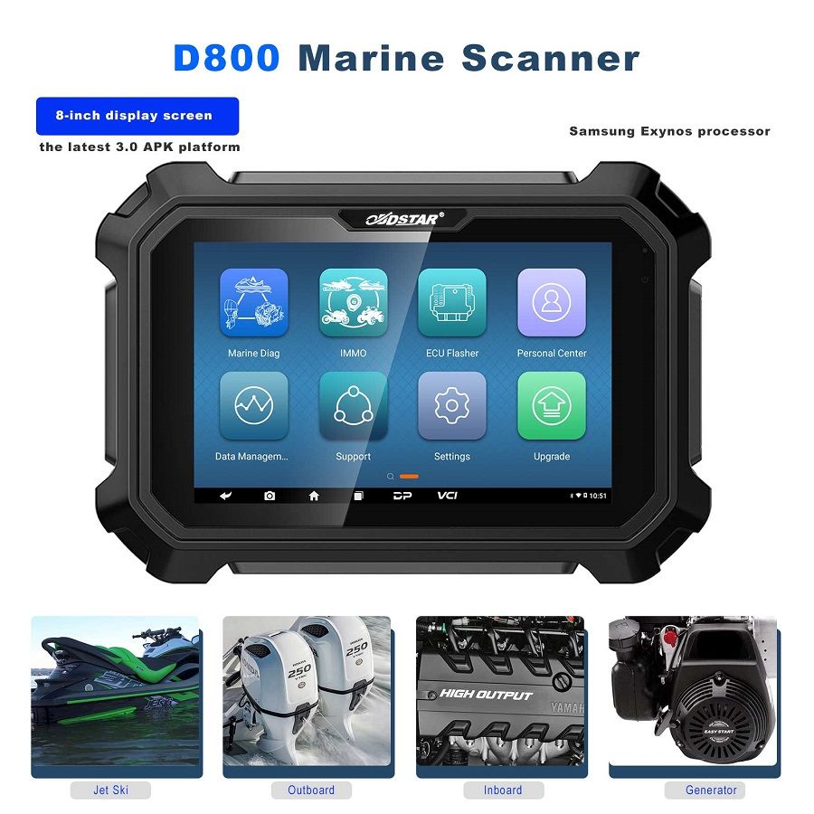 OBDSTAR D800 A + B + C + D Vollkonfiguration Marine Diagnosewerkzeug für Jet Ski / Outboard / Inboard / Generator