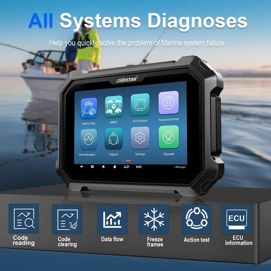 OBDSTAR D800 A + B + C + D Vollkonfiguration Marine Diagnosewerkzeug für Jet Ski / Outboard / Inboard / Generator