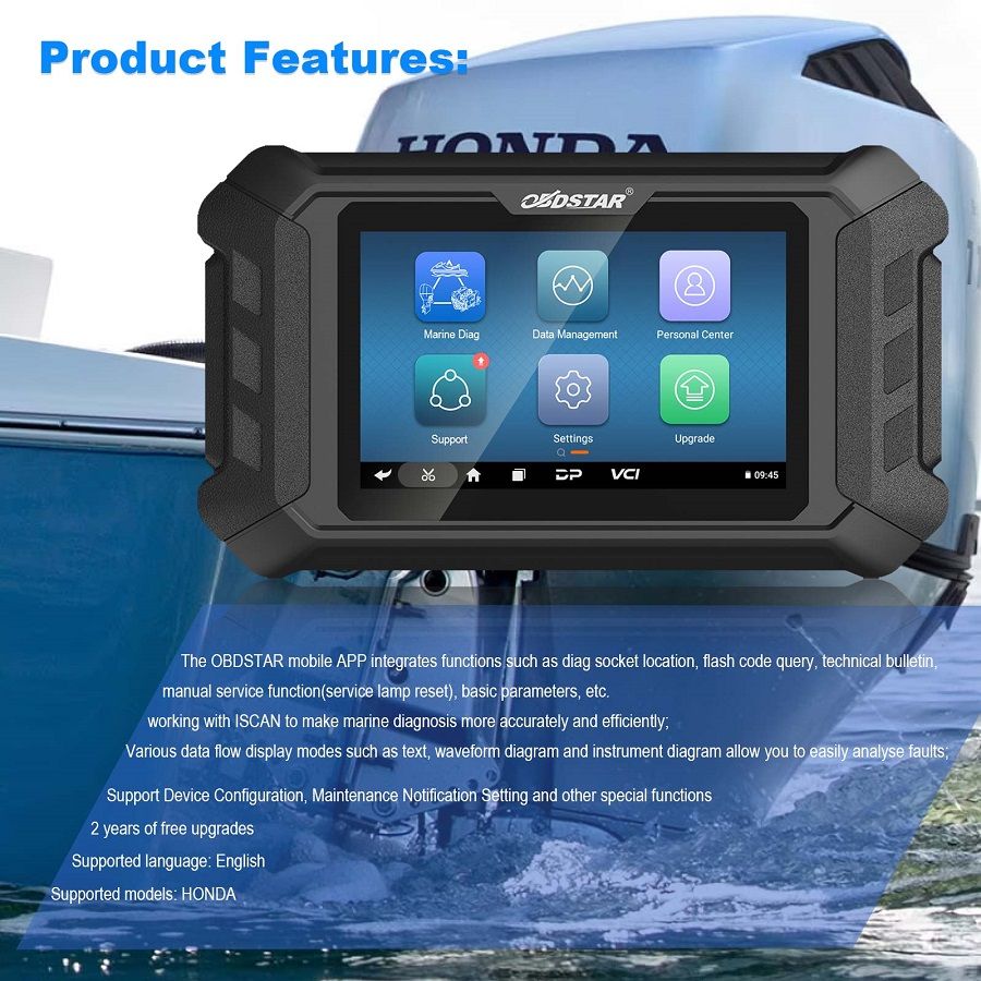 OBDSTAR iScan HONDA Marine Diagnostik Tablet Code Lesecode Löschung Datenfluss Aktionstest