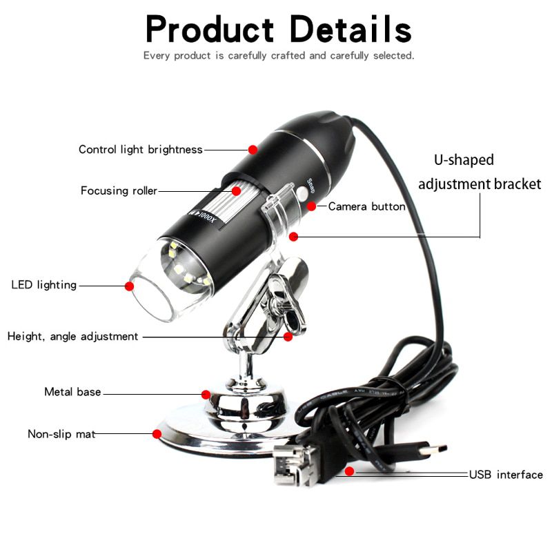 Professionelle USB Digital Mikroskop 1000X 1600X 8 LEDs 2