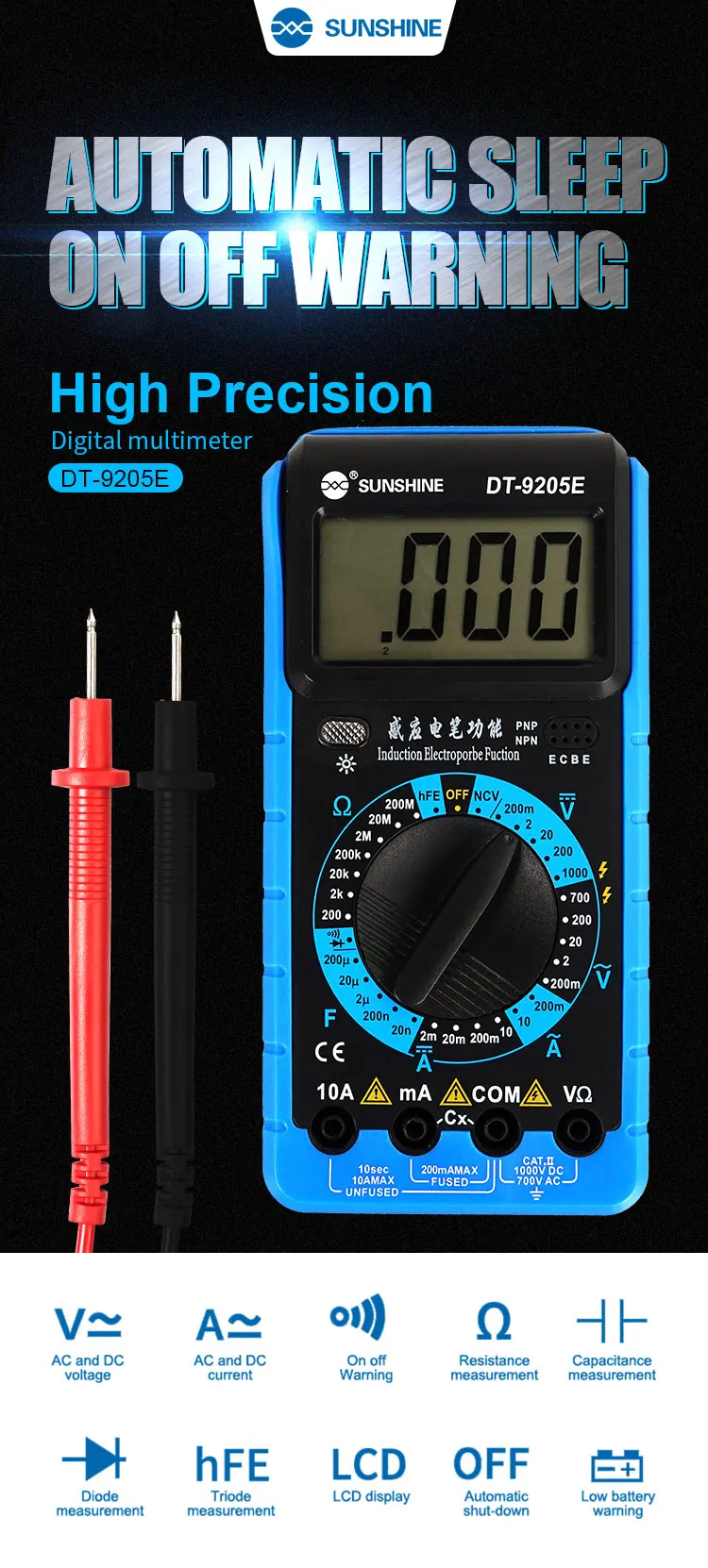 SUNSHINE DT-9205E Digitales Multimeter
