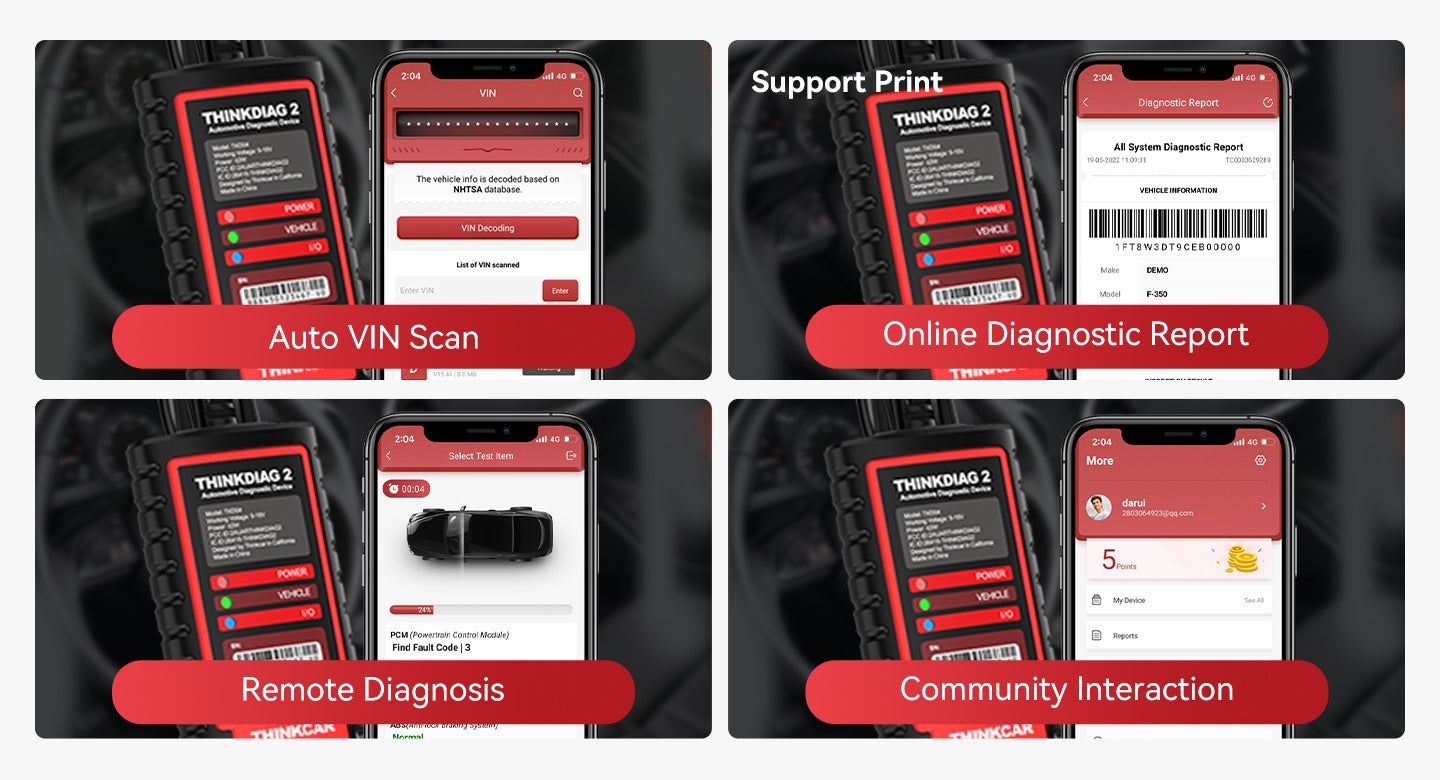 THINKCAR Thinkdiag2 All System Bidirektionaler Diagnosescanner für iOS & Android mit CAN-FD-Protokoll und 15+ Reset-Funktionen