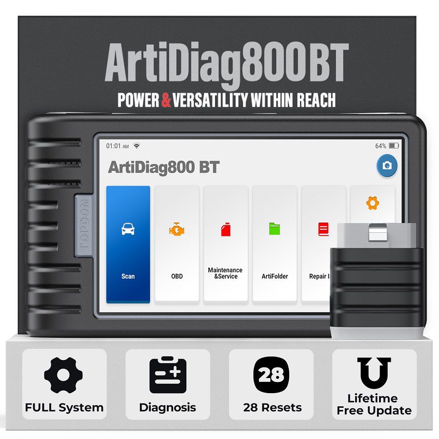 TOPDON Artidiag 800 BT Mid-Level All System Diagnostic Tool mit 28 Service Funktionen Kostenloses lebenslanges Upgrade Multi-Language