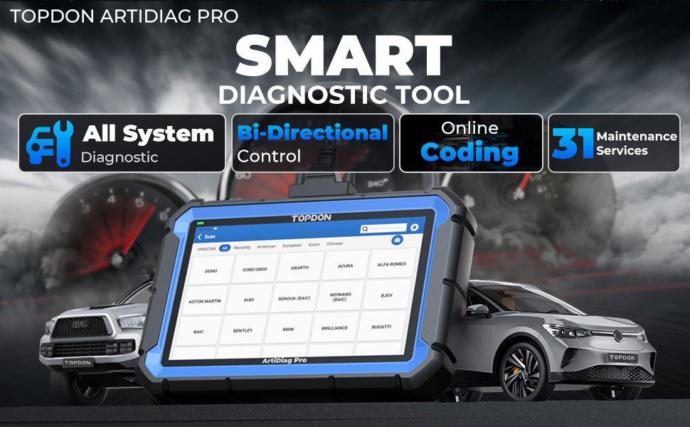 TOPDON ArtiDiag Pro bidirektionales Diagnose-Scan-Tool mit ECU-Codierung, 31-Reset-Funktionen, FCA Autoauth, 2-Jahre kostenloses Update