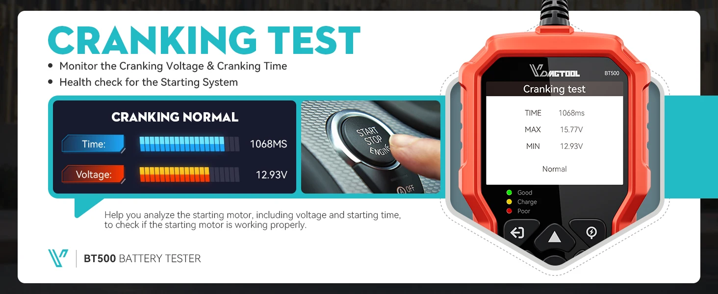 VDIAGTOOL BT500 Batterie Tester