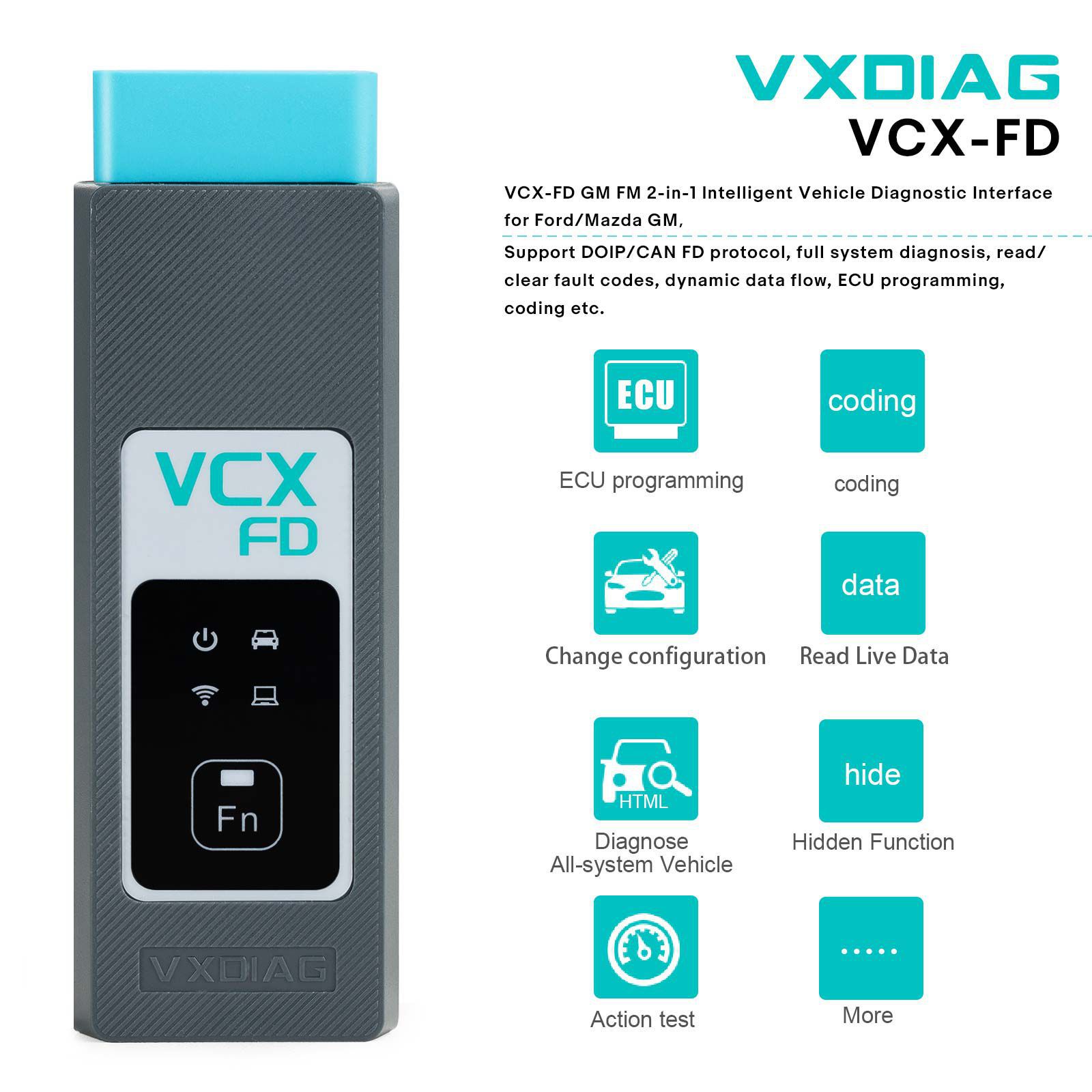 VXDIAG VCX-FD für GM und Ford/Mazda 2-in-1 intelligente Diagnose-Schnittstelle