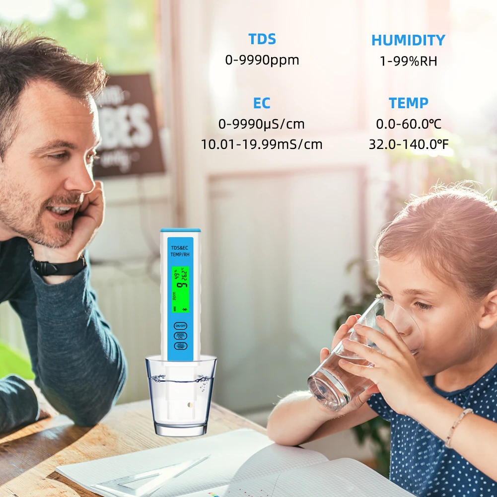 Yieryi 4-in-1 EC, TDS, Temperatur und Feuchtemessgerät m