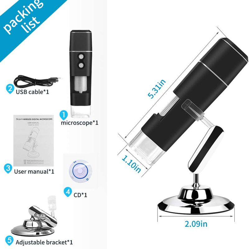 Wireless Digital Mikroskop 1080P HD 2MP 8 LED USB Micro