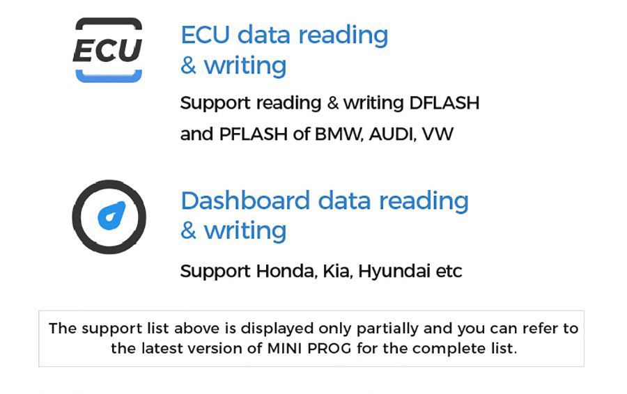 MINI PROG ECU und Dashboard Daten lesen und schreiben