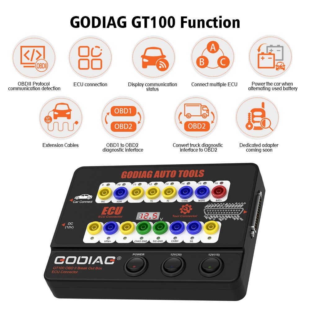 GODIAG GT100 Auto Werkzeug OBDII Break Out Box ECU Stecker
