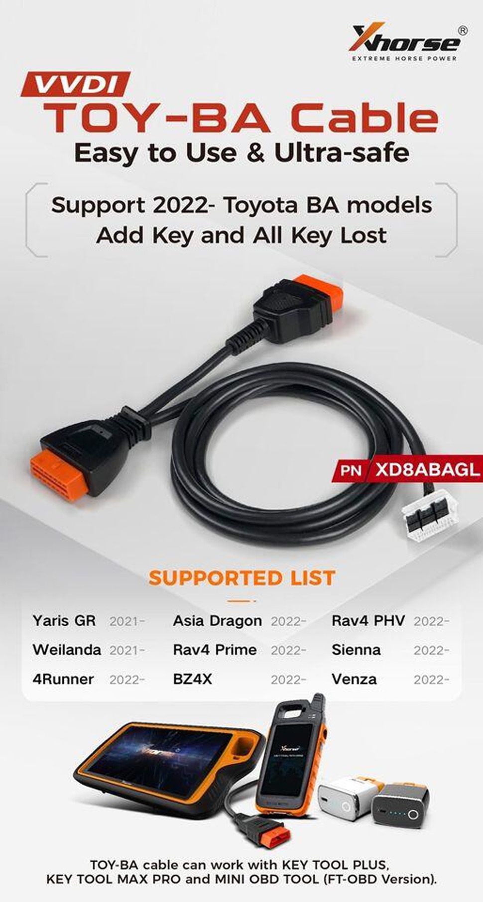 Xhorse Toyota BA Alle Schlüssel Lost Adapter KD8ABAGL