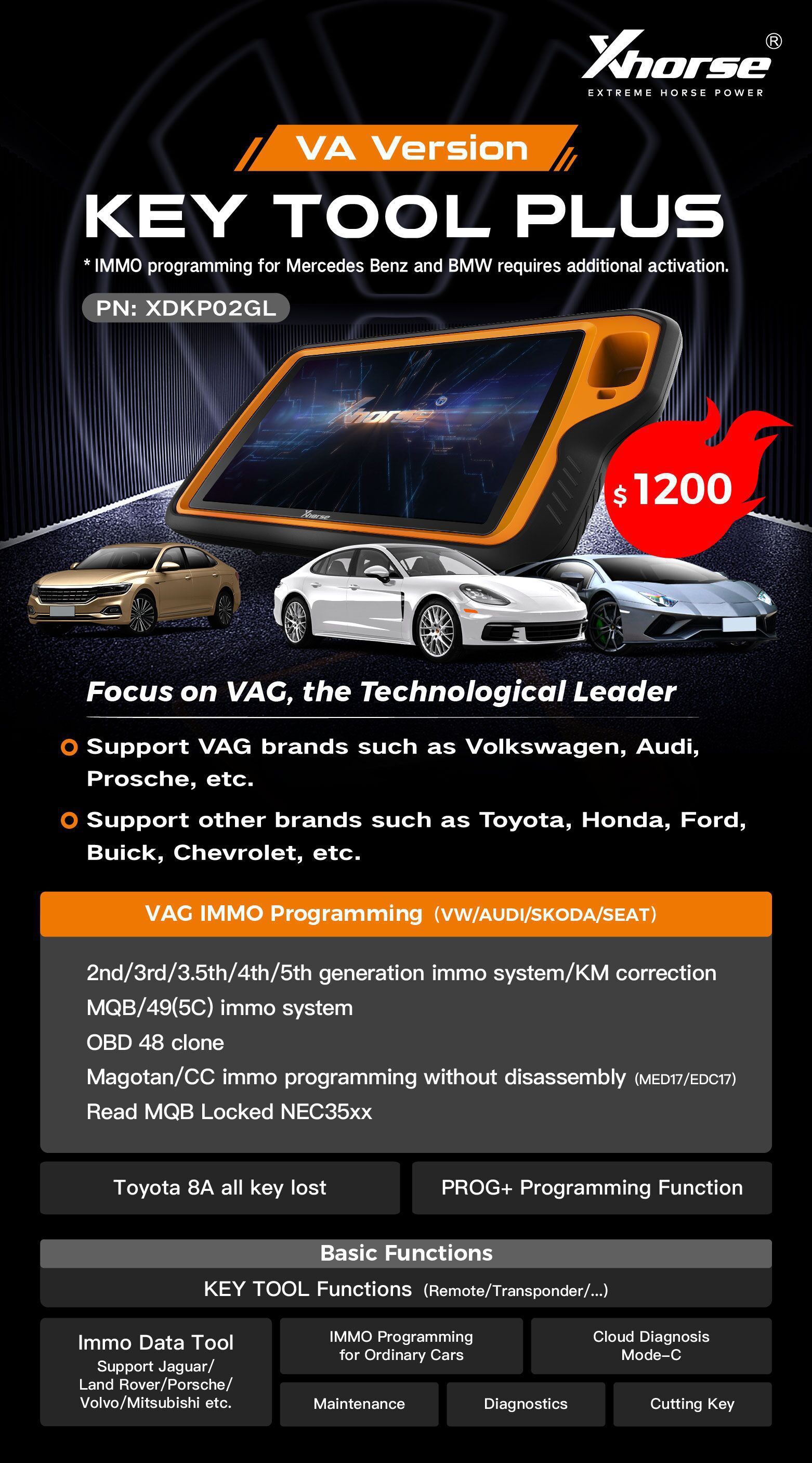 Xhorse VVDI Key Tool Plus VAG Version unterstützt VAG VW Audi Porsche mit kostenloser MQB Lizenz