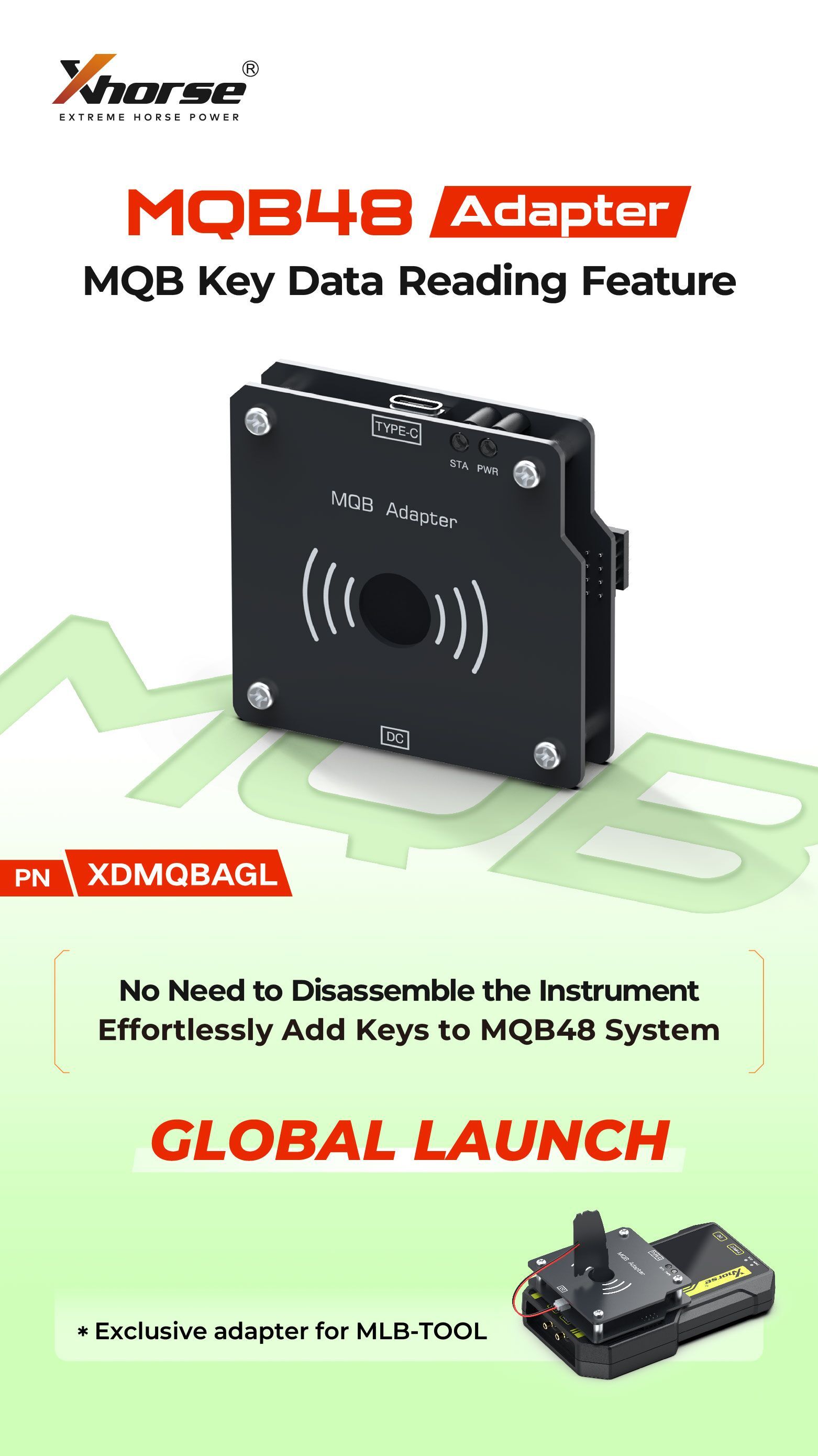 XHORSE XDMQBAGL MQB Adapter Keine Notwendigkeit, das Instrument mit MLB Werkzeug zu demontieren 