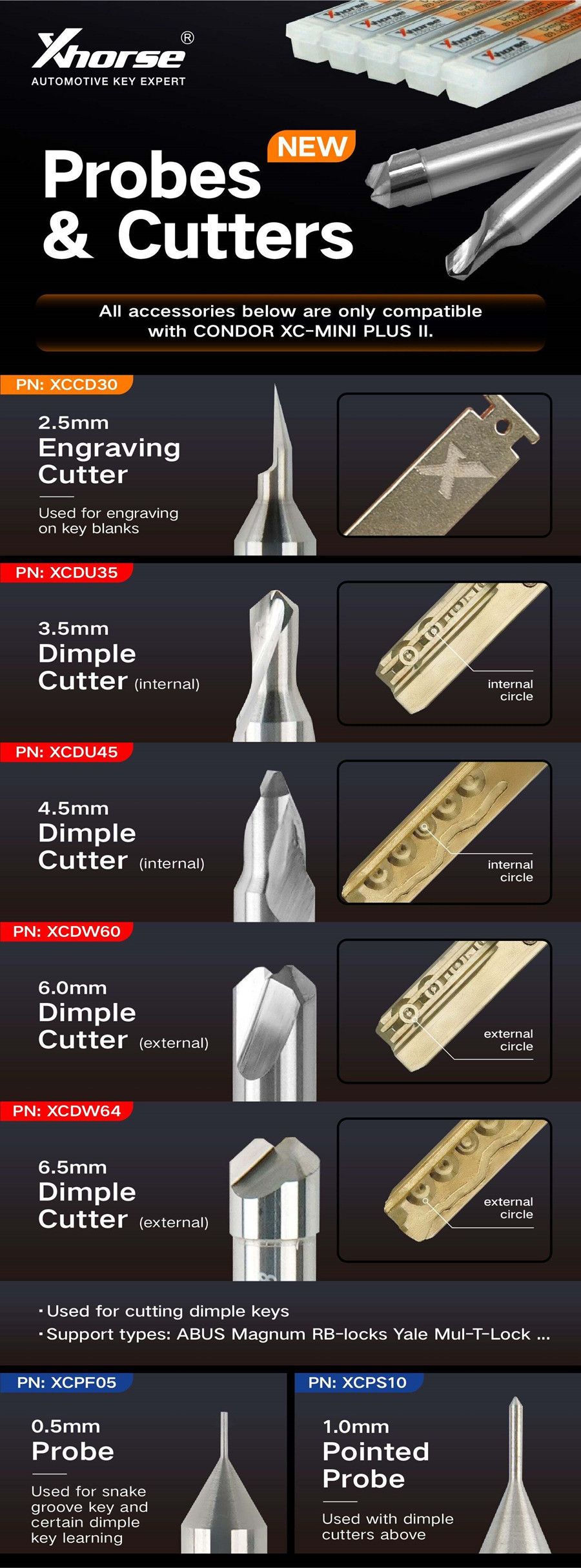 Xhorse XCDW6DGL 6.0mm Dimple Cutter 