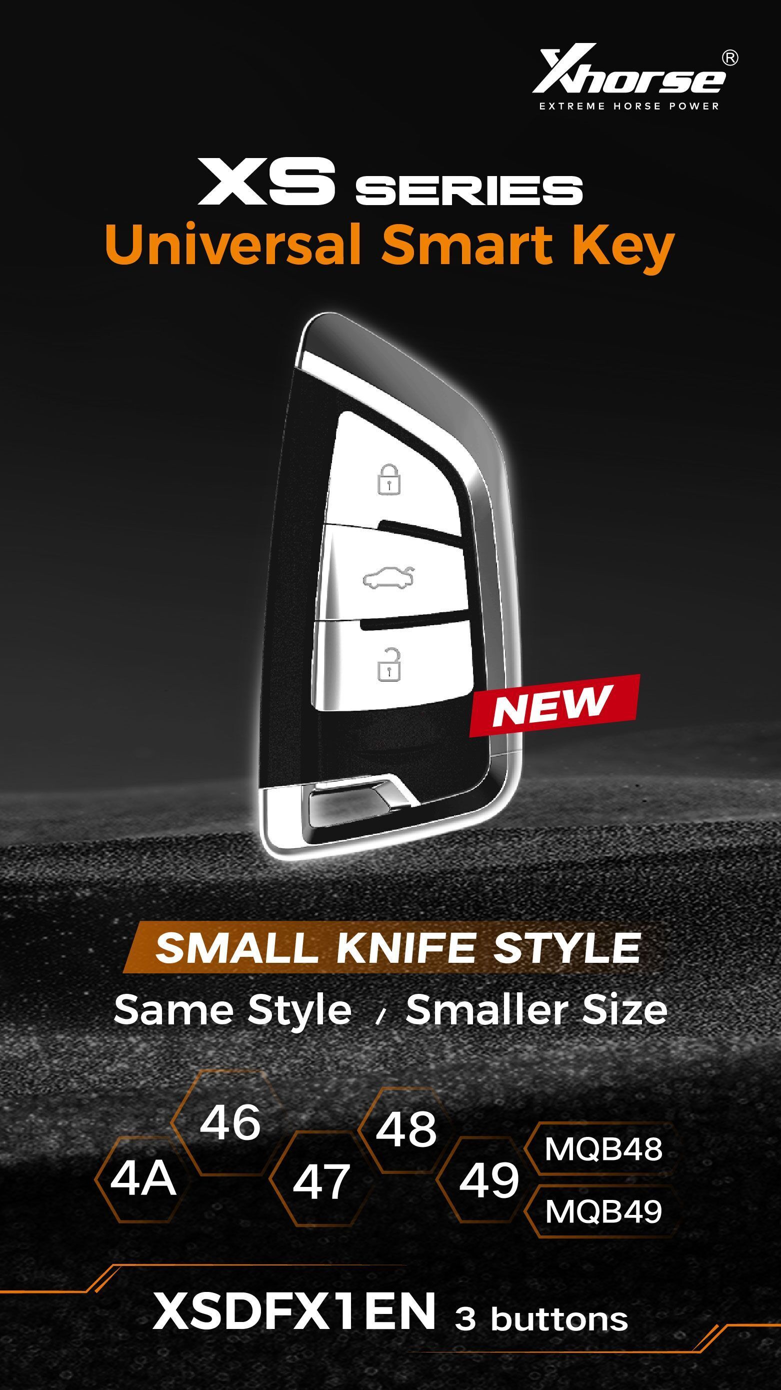 XHORSE XSDFX1EN 3 Tasten Kleines Messer Stil Universal Smart Key 5pcs / lot