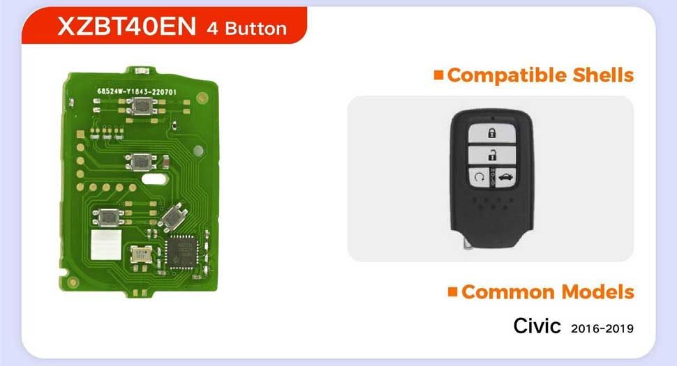 5pcs XHORSE XZBT40EN 4 Knopf HON.D PCBS 