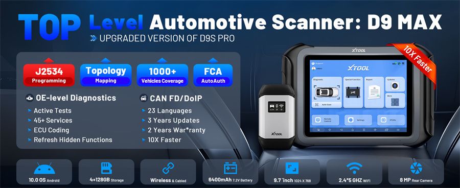 XTOOL D9 MAX professioneller Diagnosescanner