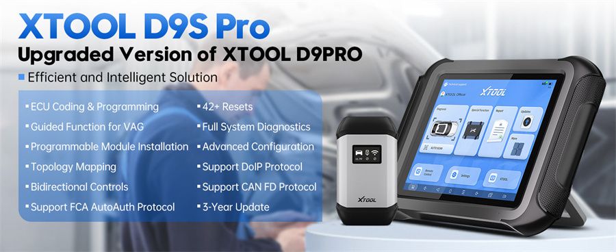  XTOOL D9S Pro Auto Diagnosescanner Unterstützung ECU Codierung Schlüsselprogrammierung