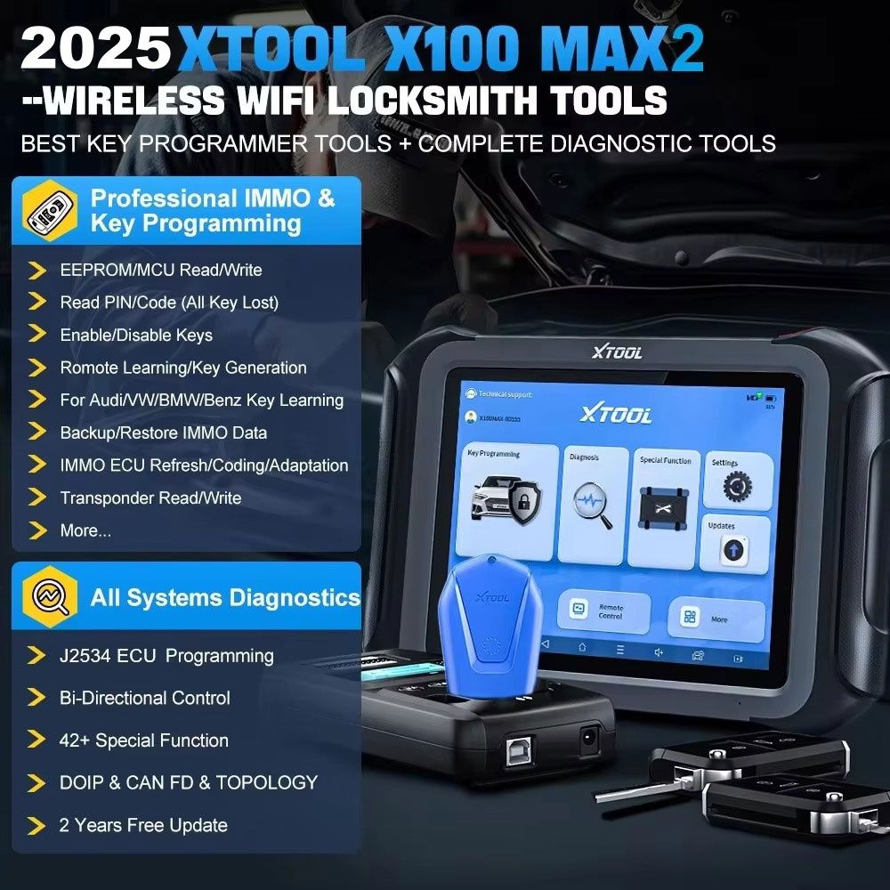 XTOOL X100 MAX 2 mit J2534 Schlüsselprogrammierungs- und Diagnosewerkzeug