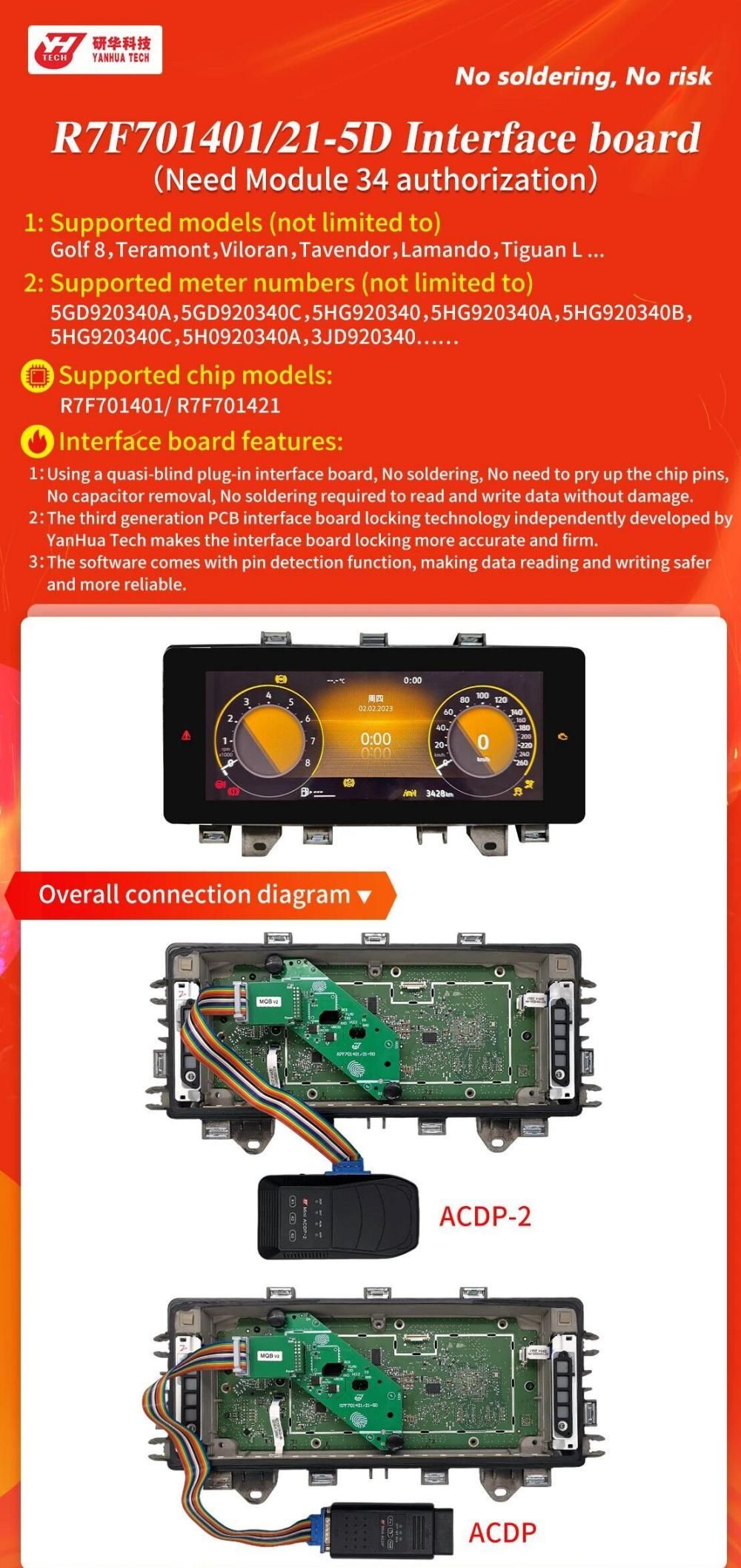 Yanhua ACDP R7F701401/21-5D Schnittstellenplatte für VW MQB 5D Arbeit mit Modul 34