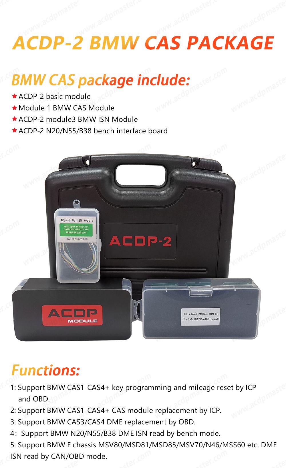 Yanhua Mini ACDP-2 BMW CAS-Paket mit Module1 CAS-Modul und Module3 ISN-Modul und N20/N55/B38 Bench Interface Board