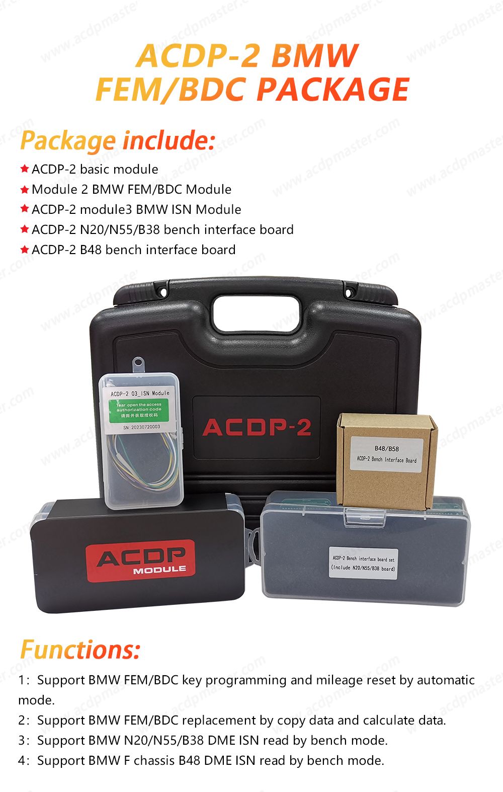 Yanhua Mini ACDP-2 für BMW FEM/BDC Paket mit Modul 2/3 und B48/N20/N55/B38 Bench Interface Board