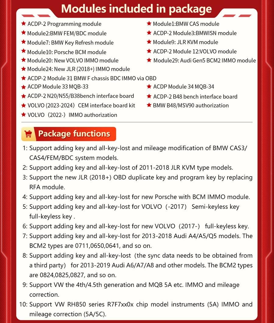 Yanhua ACDP-2 Schlosser Paket für BMW Land Rover Porsche Volvo VW Audi