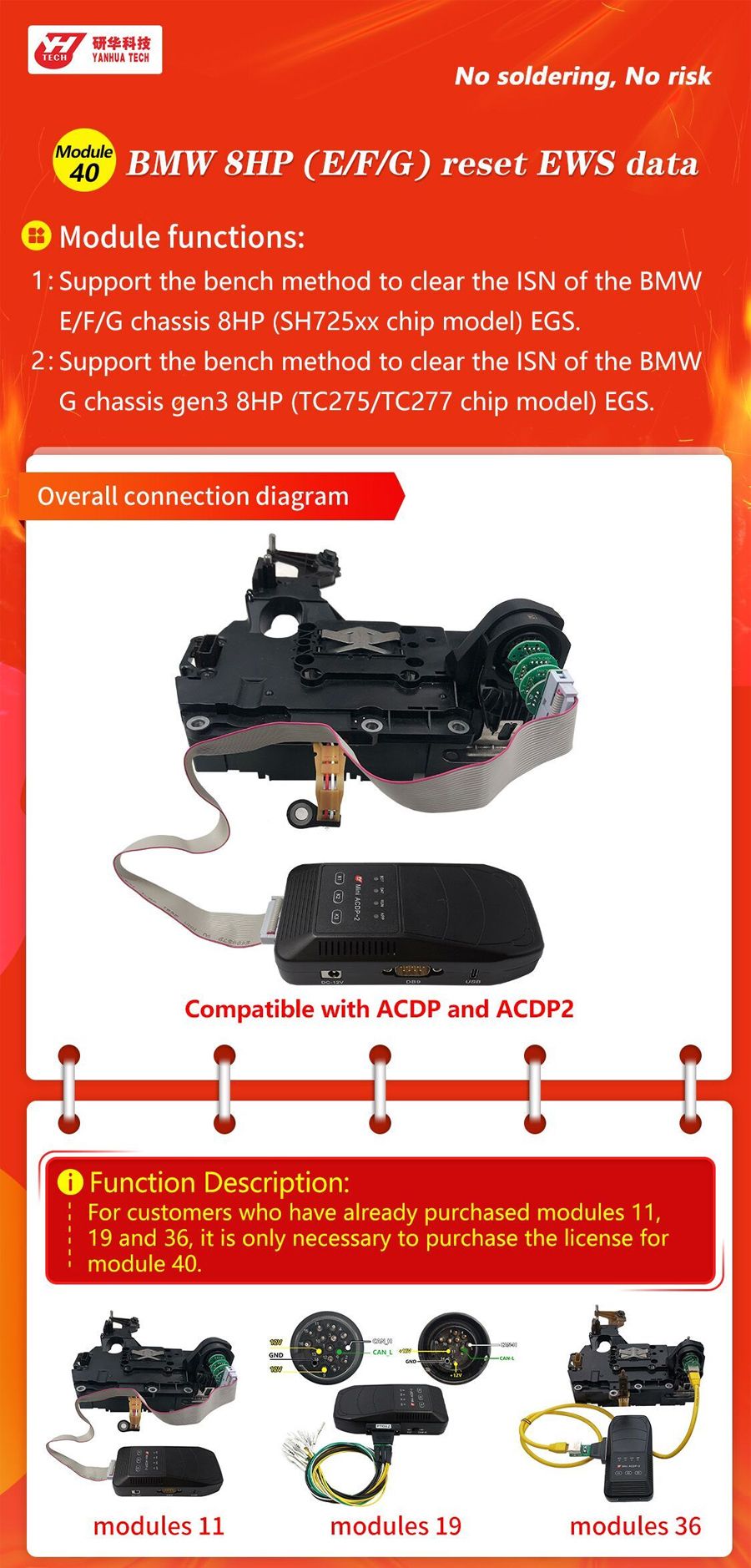 Yanhua Mini ACDP ACDP-2 Modul 40 für BMW 8HP (E/F/G) EWS Daten mit Lizenz zurücksetzen