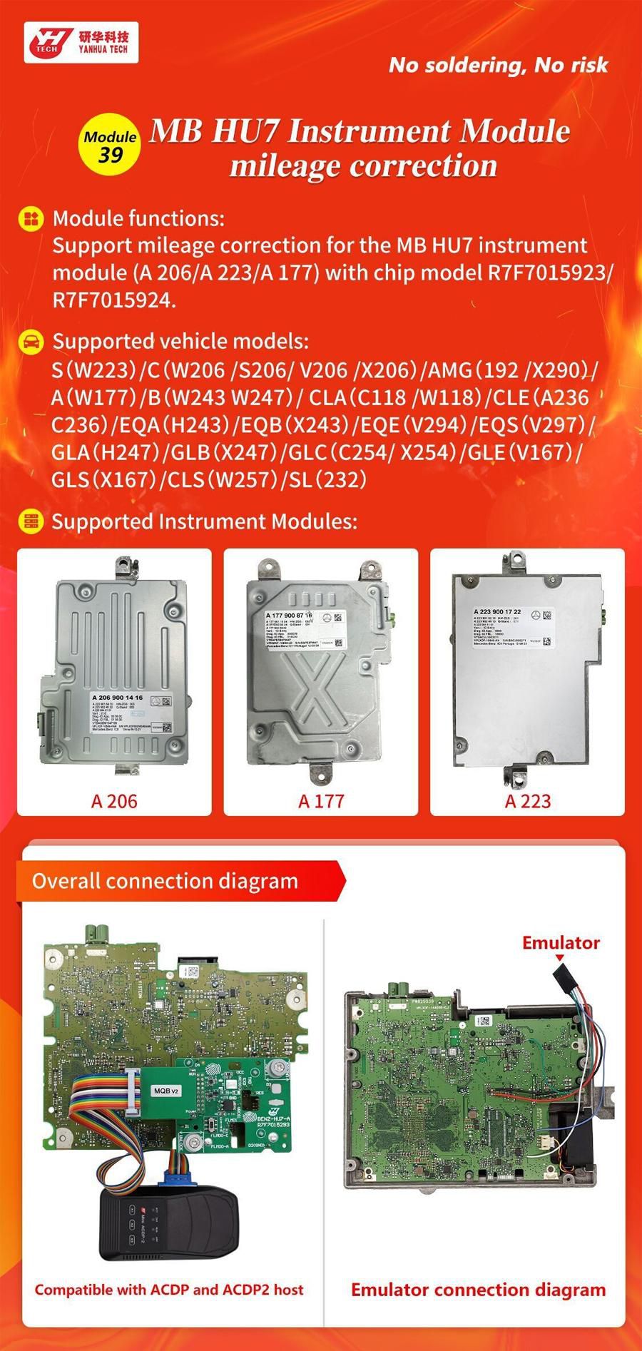 YANHUA Modul 39 MB HU7 Instrumentmodul Km-Korrektur