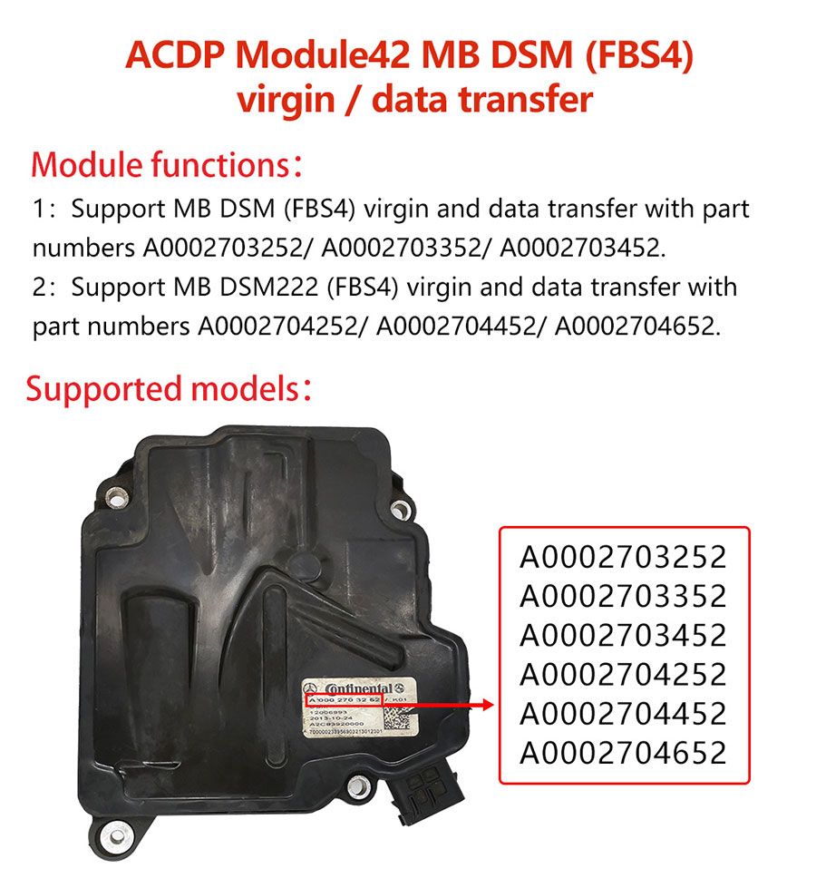 2025 YANHUA ACDP ACDP2 Modul 42 für MB DSM (FBS4) Virgin/Datentransfer mit A106 Lizenz