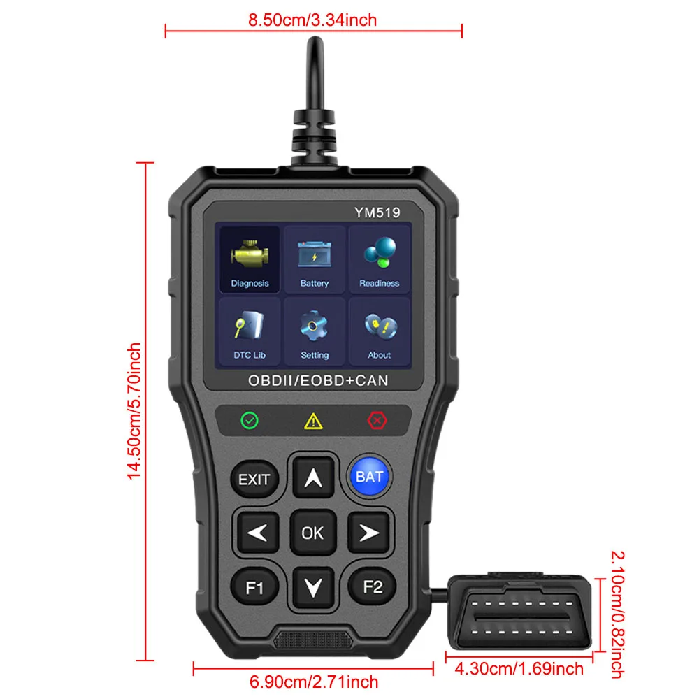 YM519 OBD2 Diagnosegerät mit Batterietester 