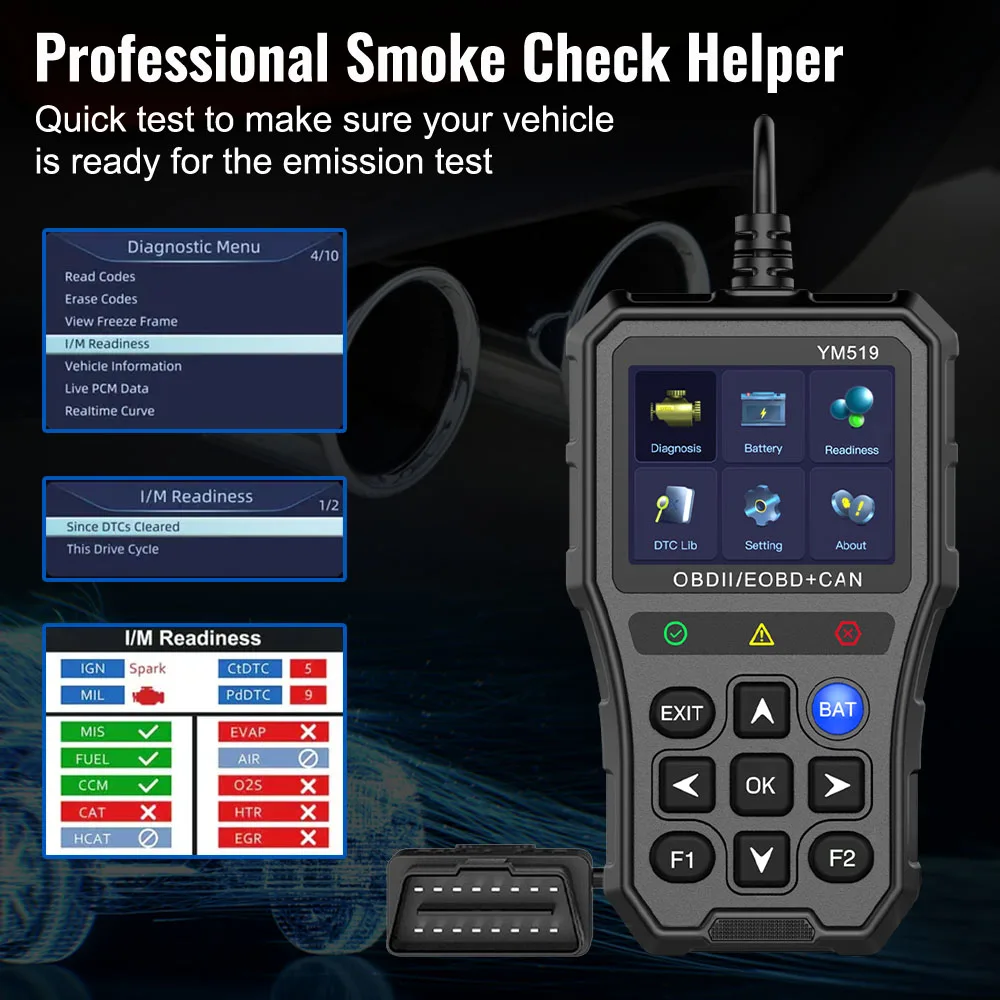 YM519 OBD2 Diagnosegerät mit Batterietester 