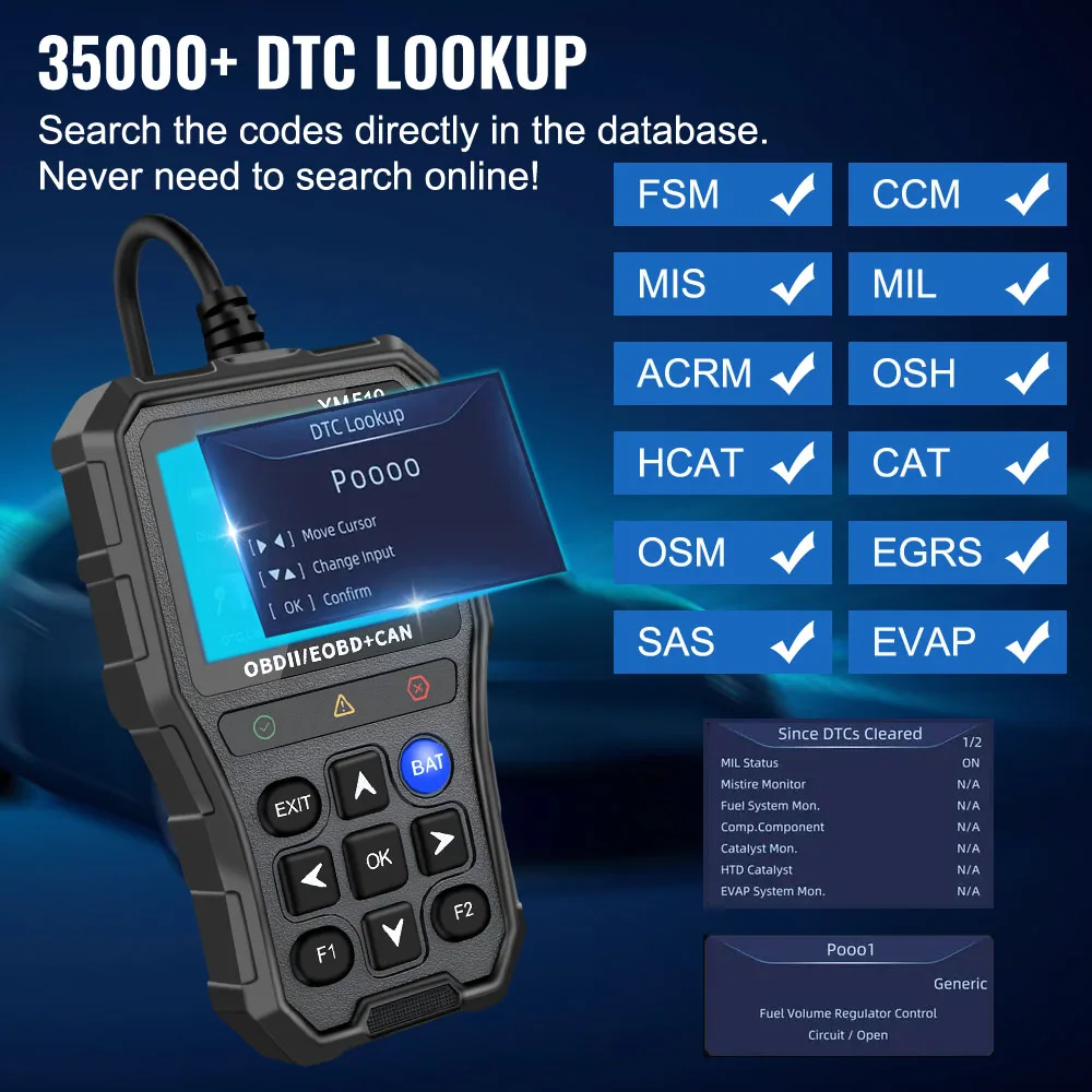 YM519 OBD2 Diagnosegerät mit Batterietester 
